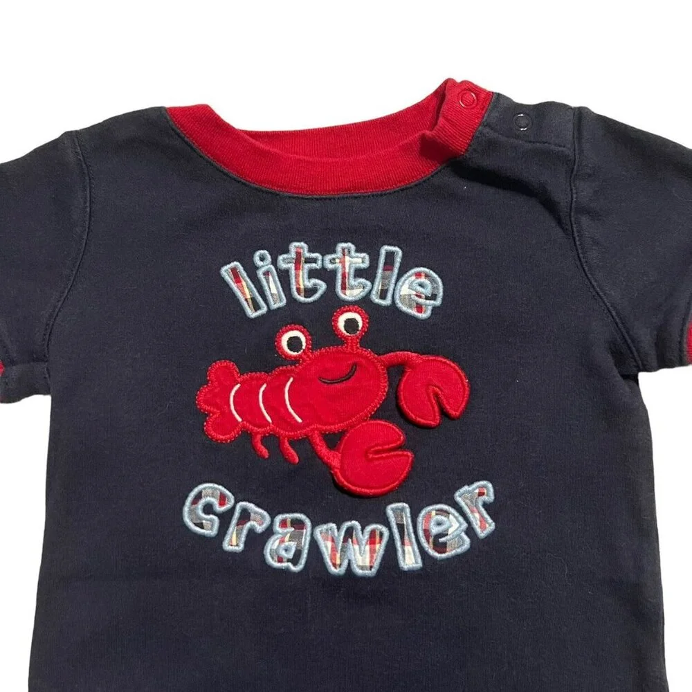 Gymboree 6-12m Lobster Appliqué Bodysuit & Madras Plaid Shorts